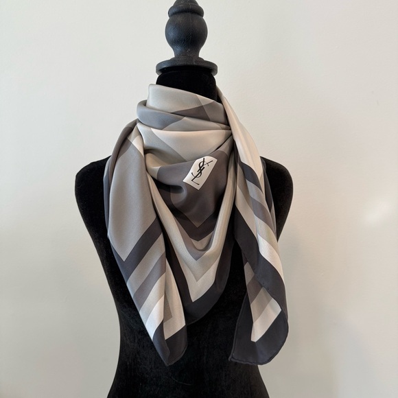 YSL Checkered Lightweight Silk Scarf - Picture 8 of 9